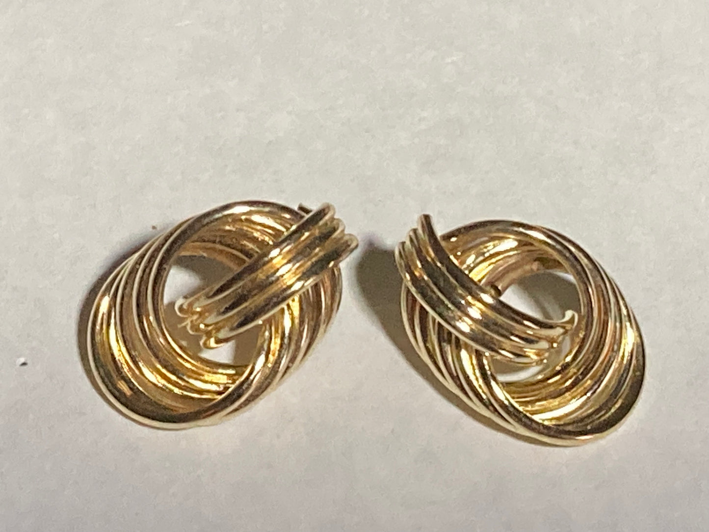 14K Yellow Gold Coil Twist Knot Earrings New
