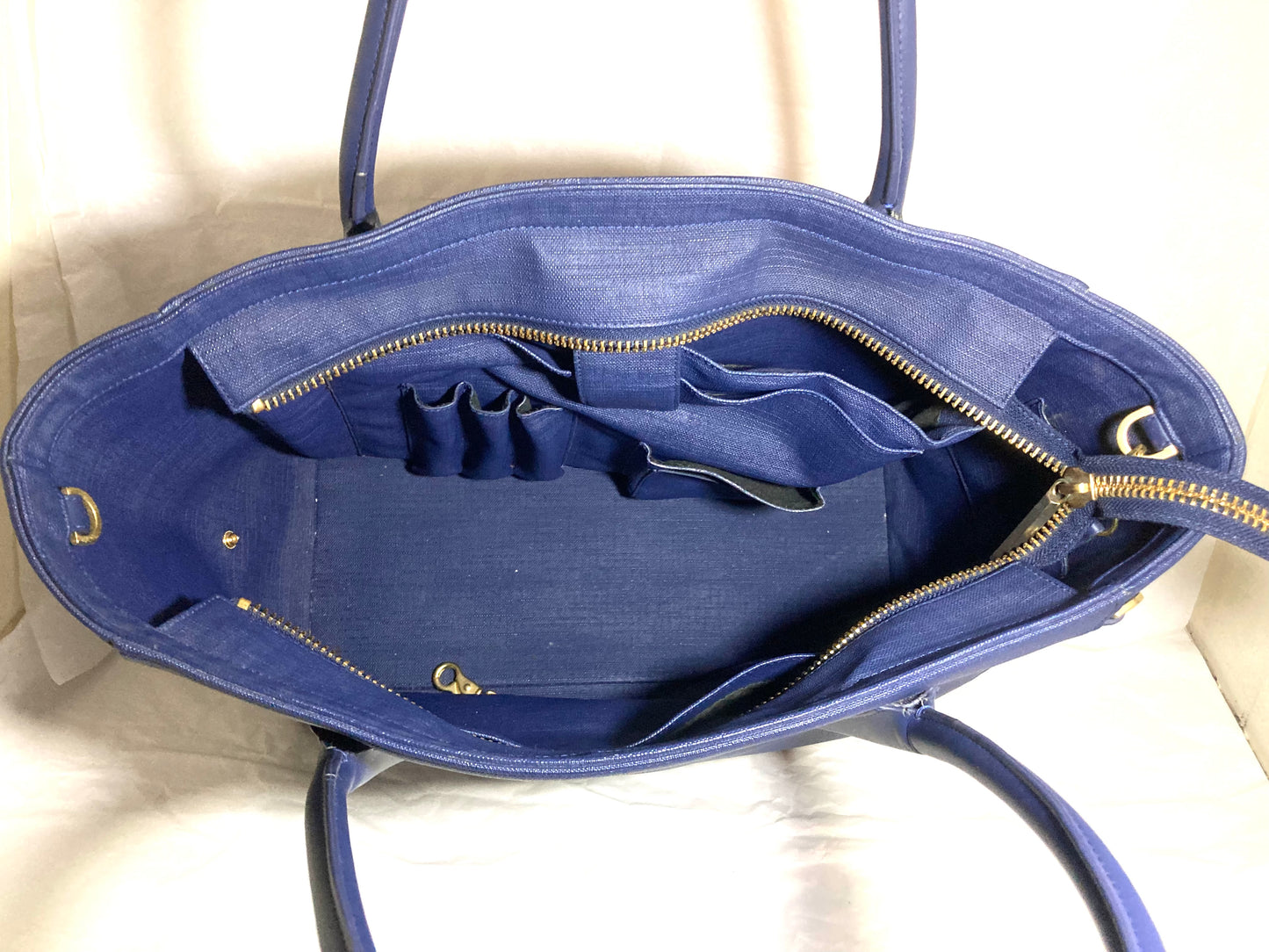 Spacious Navy Blue Dagne Dover Signature Tote Bag