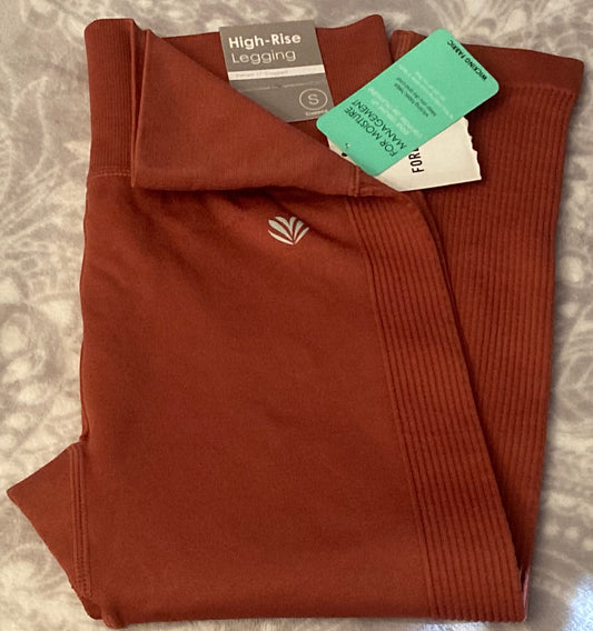 Forever 21 Women's High Rise Sport Leggings Size Small Rust NWT